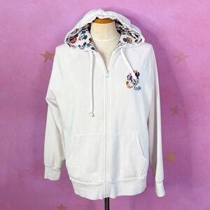 Authentic Disney Epcot International Mickey Zip Up White Hoodie Women XL Mickey